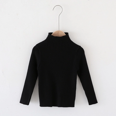 Kids Turtleneck Cotton Blend Sweater Korean Style Boys Ribbed Knit Base Shirt Striped Solid Color Long Sleeve Pullover Autumn Winter Warm Top