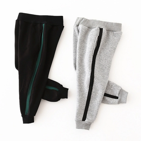 Pantalon de Jogging Fourré Polaire Garçon Mélange de Coton Épais Jogging Décontracté Rayure Latérale Pantalon Chaud Hiver