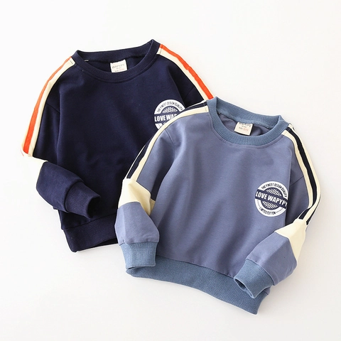 Kinder Jungen Sweatshirt Mit Farbblock Langarm Rundhals Pullover Baumwollmischung Casual Sport Top Kleinkind Herbst Kleidung