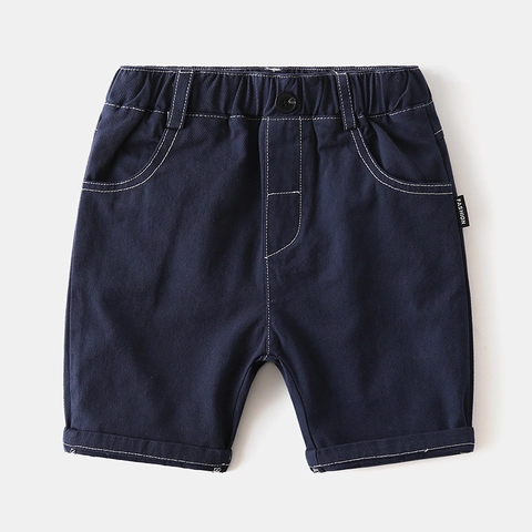 Pantaloncini Casual da Bambino in Misto Cotone Estivi Vita Elastica Cuciture a Contrasto Pantaloni Cargo Tinta Unita