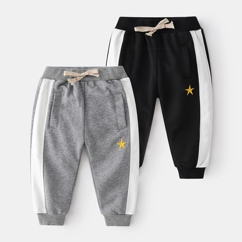 Jungen Sportlich Baumwollmischung Jogginghose Sternstickerei Seitenstreifen Jogger Lässig Locker Frühling Herbst Kinderhose
