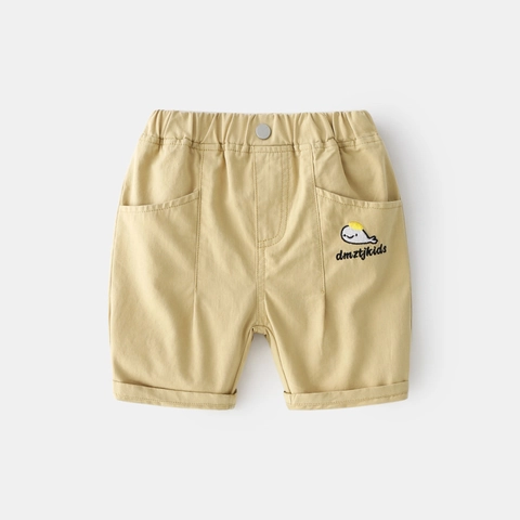 Boys Casual Cotton Blend Shorts Summer Whale Embroidery Elastic Waist Five Point Pants Trendy Kids Bottoms Clothes