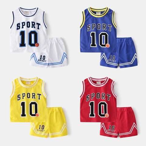 Ropa Deportiva Baloncesto Niños Camiseta Sin Mangas Malla Transpirable Y Pantalones Cortos Para Niños Verano