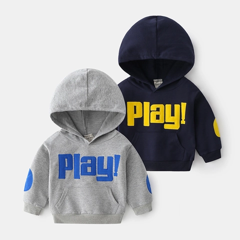Jongens Casual Lange Mouwen Hoodie Met Letter Applique Patroon Zachte Katoenmix Capuchon Sweatshirt Voor Kinderen