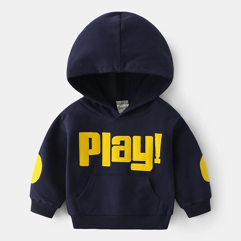 Jongens Casual Lange Mouwen Hoodie Met Letter Applique Patroon Zachte Katoenmix Capuchon Sweatshirt Voor Kinderen