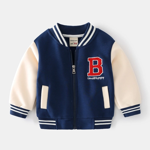 Veste Varsity Garçon Doublée Polaire Broderie Lettres Color Block Uniforme de Baseball Décontracté Automne Hiver Enfant