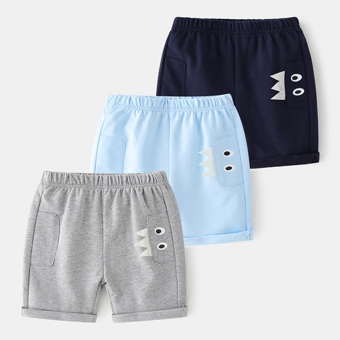 Kids Boys Summer Shorts Cotton Cartoon Monster Eyes Shorts Elastic Waist Soft Breathable Casual Beach Shorts For Toddler