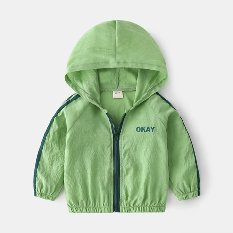 Kids Sun Protection Jacket Hooded Thin Lightweight Zipper Coat For Boys Girls Summer Windbreaker Outwear Sporty Style