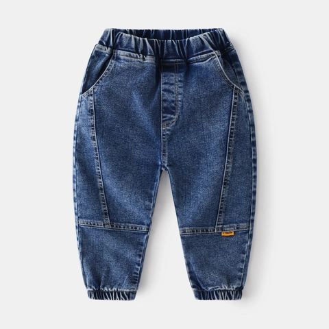 Boys Denim Jogger Pants Soft Cotton Washed Elastic Waist Casual Trousers For Kids Daily Fashion Spring Autumn Jeans