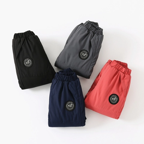 Kids Winter Fleece Lined Cargo Pants Warm Windproof Cuffed Leg Trousers For Boys Girls Thickened Outdoor Sports Pants