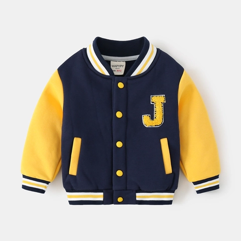 Jongens Varsity Jas Fleece Gevoerd Winterjas Contrast Kleur Letter Patch Sweatshirt Sportief Honkbal Uniform Voor Kinderen