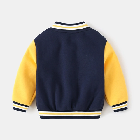 Jongens Varsity Jas Fleece Gevoerd Winterjas Contrast Kleur Letter Patch Sweatshirt Sportief Honkbal Uniform Voor Kinderen