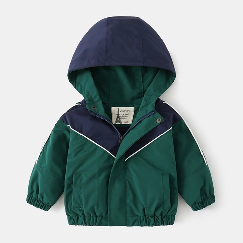 Jongens Fleecejas Met Capuchon Kleurblok Winddicht Rits Peuter Winter Verdikt Bovenkleding Polyester Kinderen Casual Warme Jas