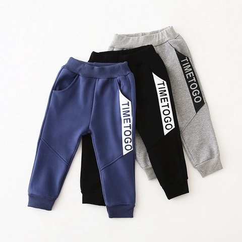 Kinderen Jongens Winter Fleece Gevoerde Trainingsbroek Verdikte Warme Joggers Letterprint Casual Katoenmix Broek Sportief