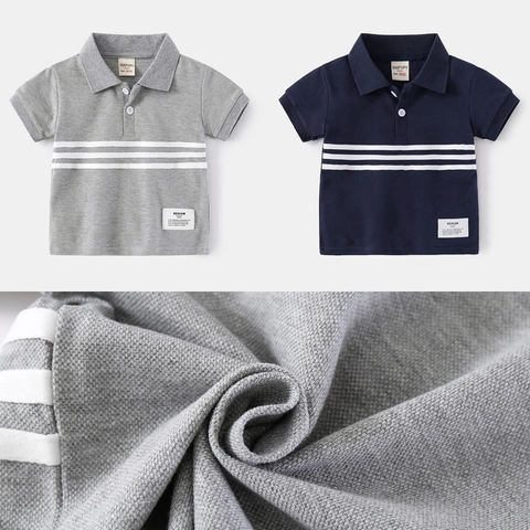 Jongens Gestreepte Poloshirt Korte Mouw Katoen Piqué Revers Top Casual Zomer Mode Kleding Voor Peuters Kinderen