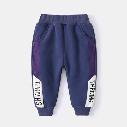 Jongens Fleece Gevoerde Verdikte Trainingsbroek Winter Warme Sport Joggers Met Letterprint Contraststrepen Katoenmix Kinderbroeken
