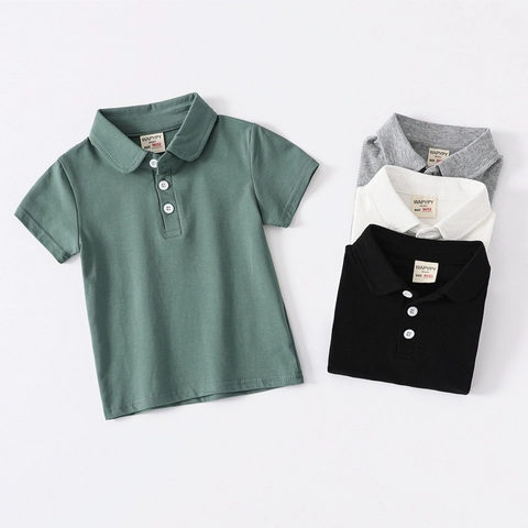 Toddler Boys Polo Shirt Cotton Blend Short Sleeve Solid Color Lapel Casual Top For Little Kids Summer Fashion Clothing