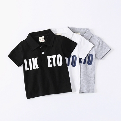 Jungen Casual Kurzarm Polo-Shirt Baumwollmischung Buchstaben Bedruckt Revers Sommer Atmungsaktiv Top Für Kinder Kleinkinder Kleidung