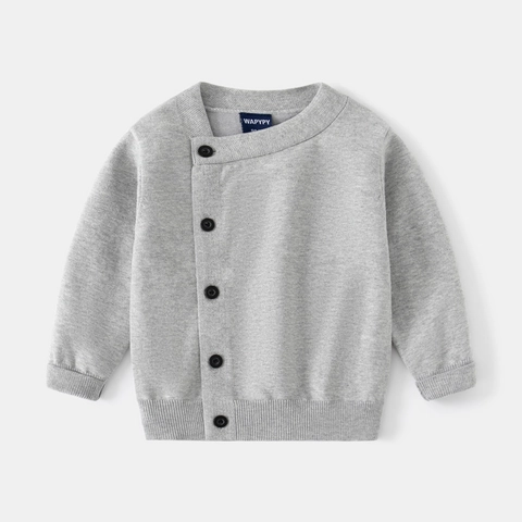Gilet en Tricot pour Enfants Pull en Mélange de Coton Bouton Asymétrique Doux Haut à Manches Longues Printemps Automne
