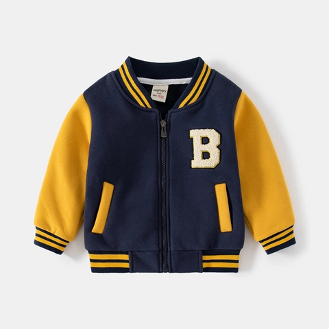 Jongens Varsity Jas Contrast Kleur Patchwork Peuter Honkbal Jas Zachte Katoenmix Fleece Gevoerd Rits Bovenkleding Mode