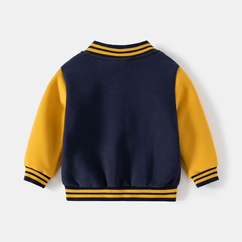 Jongens Varsity Jas Contrast Kleur Patchwork Peuter Honkbal Jas Zachte Katoenmix Fleece Gevoerd Rits Bovenkleding Mode
