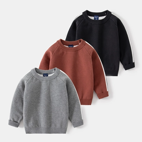 Maglione Pullover da Ragazzo in Maglia Misto Cotone Maniche a Righe Girocollo Casual Autunno Inverno Manica Lunga