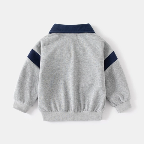 Kinder Jungen Casual Baumwollmischung Sweatshirt Langarm Polo Revers Dünne Jacke Buchstaben Druck Modische Frühling Tops