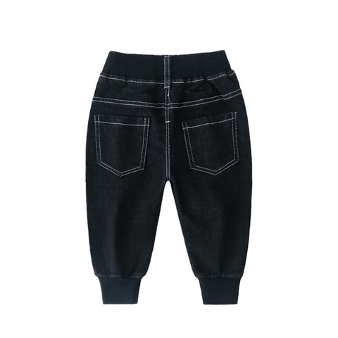 Kids Boys Denim Jogger Pants Wing Print Elastic Waist Jeans Streetwear Casual Autumn Pants Children Bottoms Cotton Blend