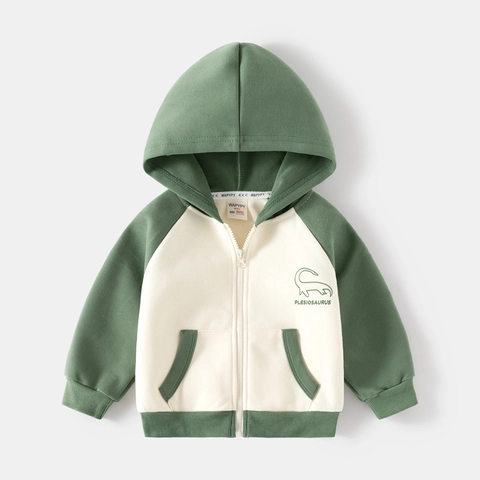 Kinderen Jongens Hoodie Dinosaurus Rits Sweatshirt Katoenmix Kleurblok Lange Mouw Herfstjas Bovenkleding
