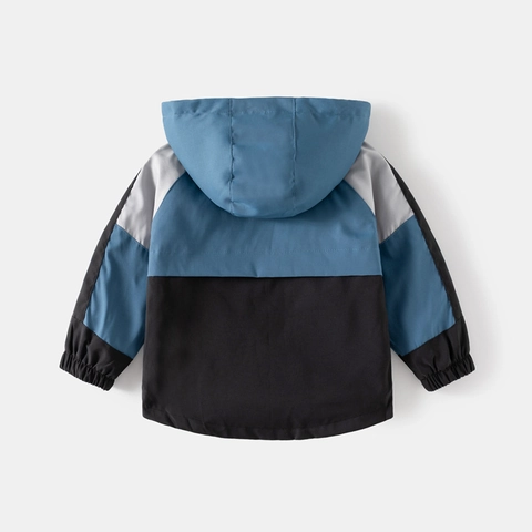 Jongens Fleece Gevoerde Jas Met Capuchon Kleurblok Winddicht Rits Kinderen Herfst Winter Casual Mantel