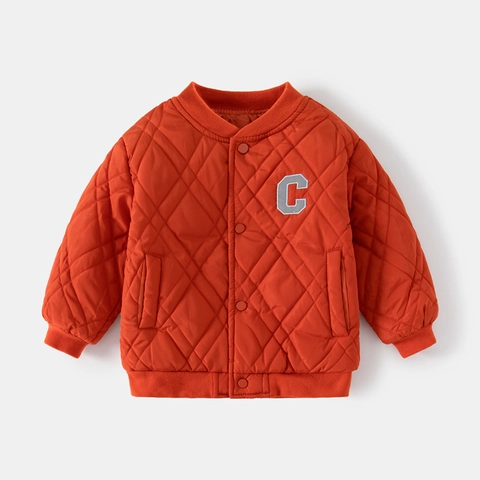 Jungen Gesteppte Wattierte Jacke Buchstabe C Patch Baseballkragen Verdickter Wintermantel Winddicht Casual Kinder Oberbekleidung