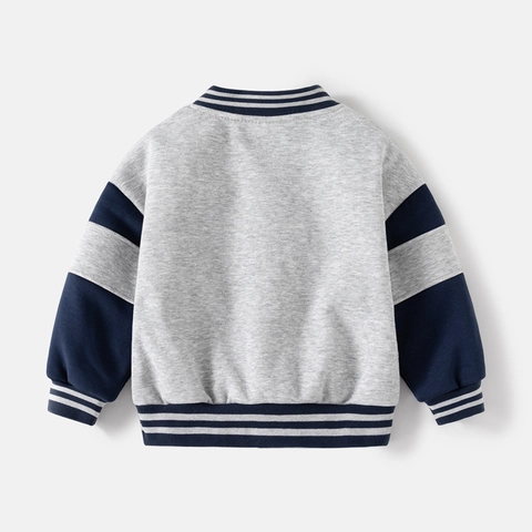 Kinderen Jongens Fleece Baseball Jas Letter Borduurwerk Patchwork Lange Mouw Warme Jas Voor School Dagelijks Gebruik