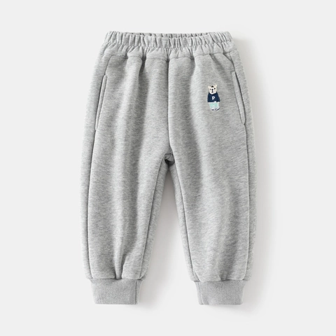 Pantaloni Jogger Termici Da Bambino Con Ricamo Orsetto Vita Elastica Pantaloni Sportivi Invernali Caldi Per Bambini