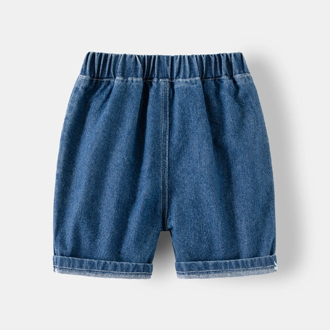 Boys Fashion Denim Shorts Summer Washed Cotton Cargo Pants With Elastic Waistband For Kids Casual Daily Wear