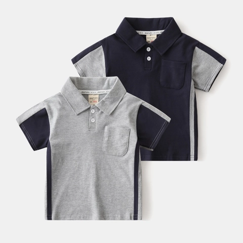 Jungen Casual Kurzarm Polo Shirt Baumwollmischung Kontrastfarbene Nähte Sommer Top Atmungsaktiv Komfortabel Mode Kinder Kleidung