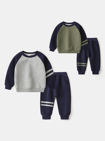 Casual Sportkleding Outfit Voor Jongens Met Raglanmouwen In Contrastkleur En Joggingbroek Trainingspak Van Katoenmix
