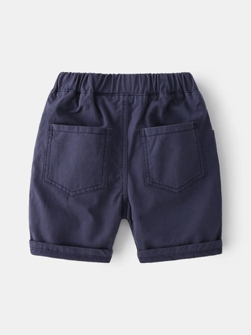Boys Summer Shorts Cotton Blend Elastic Waist Casual Space Cartoon Print Cuffed Hem Soft Breathable Daily Shorts For Kids
