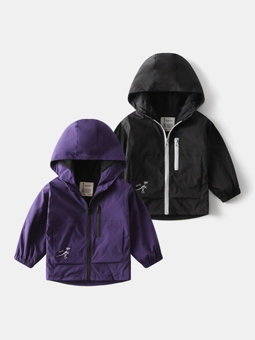 Kids Boys Hooded Fleece Lined Jacket Dinosaur Skeleton Print Zip Up Warm Windproof Outdoor Winter Coat Children Clothing