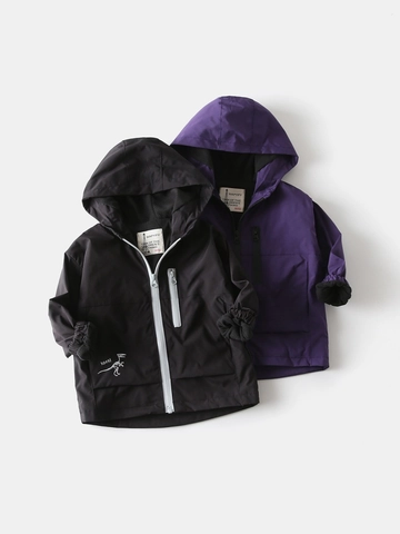 Kids Boys Hooded Fleece Lined Jacket Dinosaur Skeleton Print Zip Up Warm Windproof Outdoor Winter Coat Children Clothing