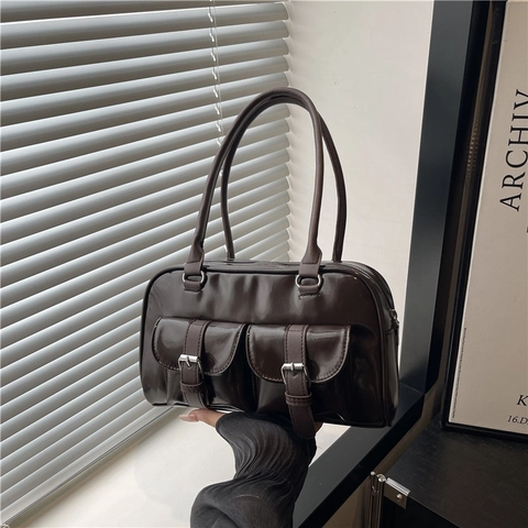 Borsa a Tracolla Vintage in Pelle PU per Donna Grande Capacità Multi Tasca Sotto l'Ascella Borsa Lavoro Pendolare Moda Borsa Tote
