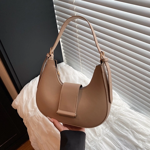 Borsa a Spalla Retrò in Pelle PU Mezzaluna da Donna Borsa Hobo Sottobraccio Versatile Borsa a Tracolla Casual con Cinghia Regolabile