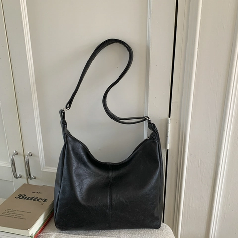 Damen Retro PU Leder Hobo Umhängetasche Großes Fassungsvermögen Minimalistische Schulter Tote Tasche Mit Verstellbarem Riemen