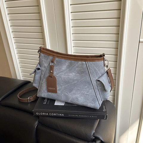 Dames Retro PU Leer Canvas Crossbodytas Met Meerdere Zakken Casual Woon Werkverkeer Schoudertas Kleine Vierkante Messenger Bag