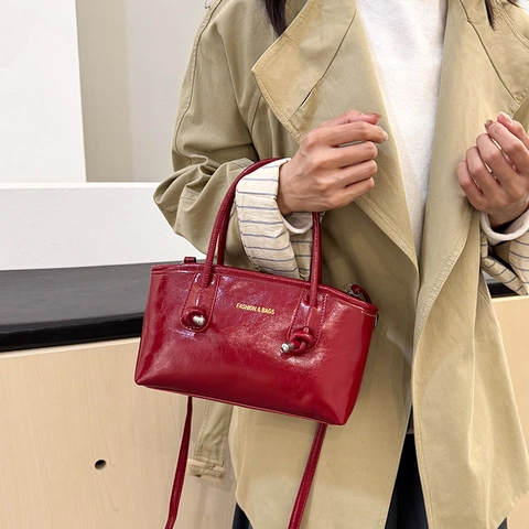 Damen Retro PU Leder Eimertasche Umhängetasche Minimalistische Handtasche Mit Knoten Dekor Kleine Quadratische Schultertasche Täglich