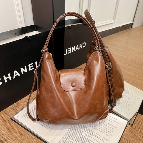 Retro PU Leder Rucksack Damen Große Kapazität Multifunktionale Hobo Umhängetasche Weiches Leder Pendeln Cloud Bag
