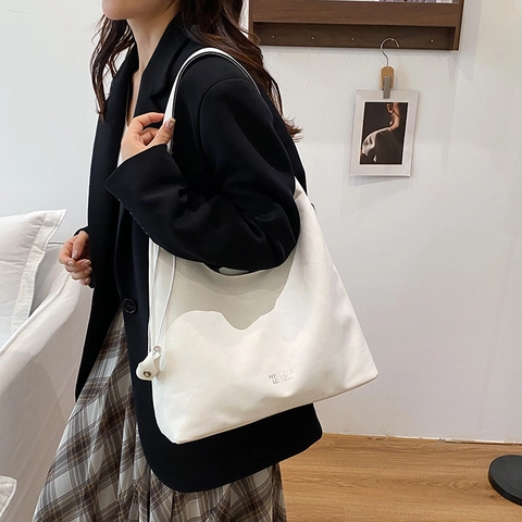 Borsa Tote da Donna in Pelle PU di Grande Capacità Minimalista Vintage Hobo Borsa a Spalla Moda Pendolare Urbana