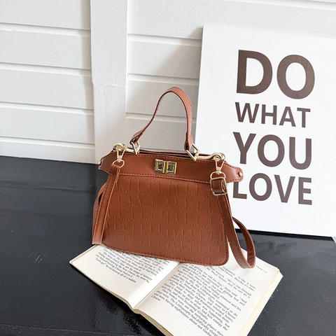 Sac à Main de Mode pour Femmes Motif Crocodile Cuir PU Sac avec Poignée Supérieure Fermoir Métallique Sac Bandoulière Carré Tendance