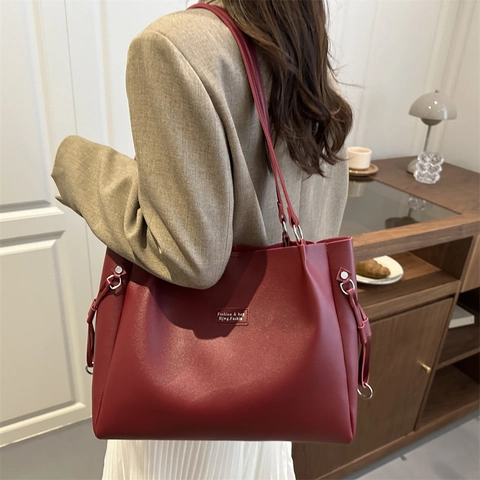 Damen Minimalistische Große Kapazität PU Leder Tote Bag Mode Lässig Pendler Schultertasche Mit Magnetschnalle Täglich Arbeit Handtasche