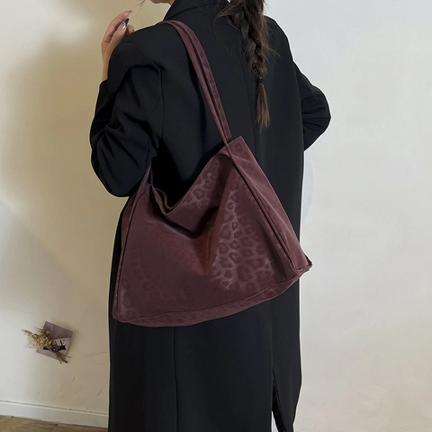 Borsa Tote Vintage con Stampa Leopardata Donna Grande Capacità Borsa a Spalla in Pelle PU Semplice Borsa Sottobraccio Urbana Moda