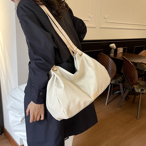 Large Capacity PU Leather Tote Bag Vintage Minimalist Solid Color Shoulder Bag For Women Fashion Commuter Handbag